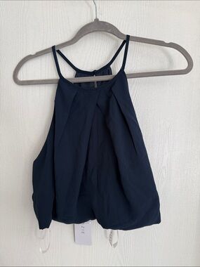 Azazie Navy Halter Pleated Camisole